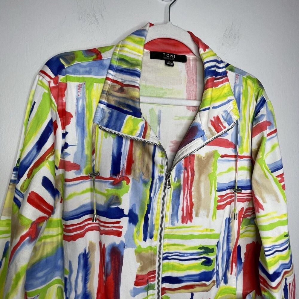 Toni Morgan Art To Wear Jacket SZ XL Pockets Full Zip Abstract Modern - Picture 12 of 16